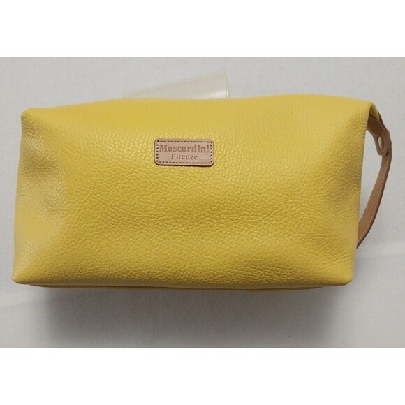 Moscardini~Firenze- Soft Yellow Leather Travel Toiletry Bag- NWOT - Picture 1 of 16